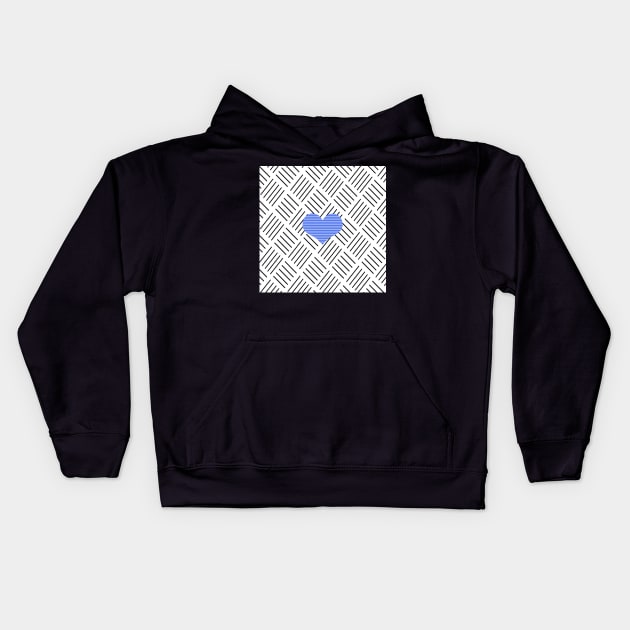 Blue heart - Abstract geometric pattern - black and white. Kids Hoodie by kerens